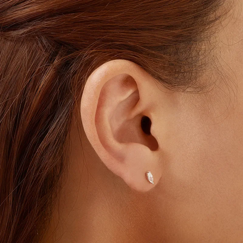 ANIA HAIE SILVER MARQUISE SOLITAIRE STUD EARRINGS E059-02H