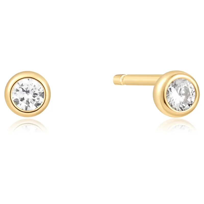 ANIA HAIE GOLD SOLITAIRE CUBIC ZIRCONIA STUD EARRINGS E059-03G