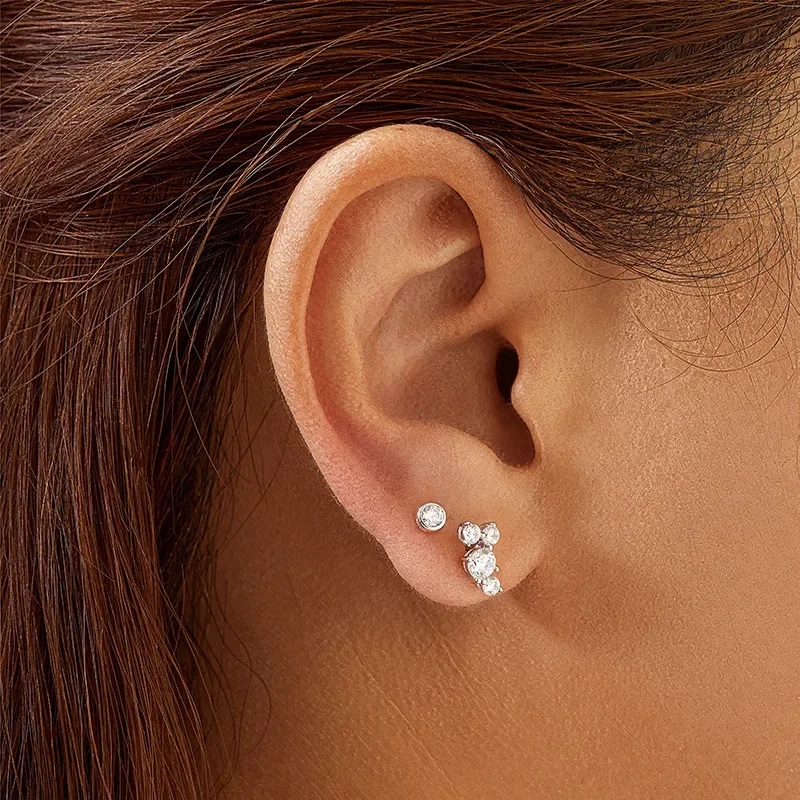 ANIA HAIE SILVER SOLITAIRE CUBIC ZIRCONIA STUD EARRINGS E059-03H