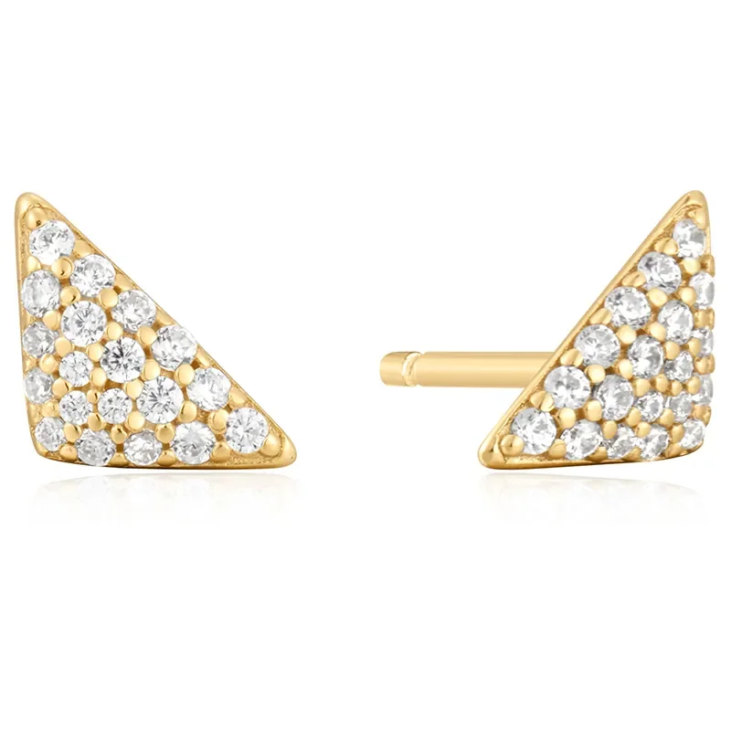 ANIA HAIE GOLD TRIANGULAR PAVE STUD EARRINGS E059-06G