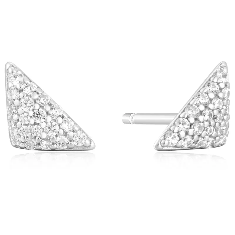 ANIA HAIE SILVER TRIANGULAR PAVE STUD EARRINGS E059-06H