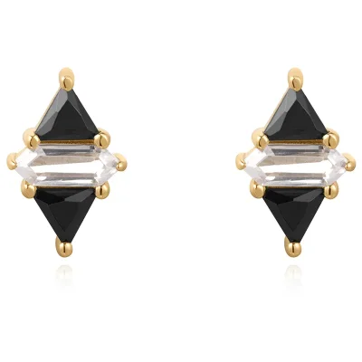 ANIA HAIE TRIANGLE BLACK/WHITE CUBIC ZIRCONIA  EARRINGS E059-07G