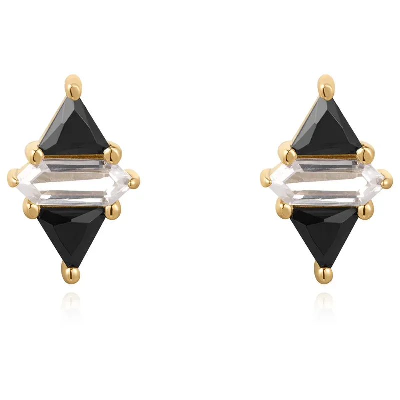 ANIA HAIE TRIANGLE BLACK/WHITE CUBIC ZIRCONIA  EARRINGS E059-07G