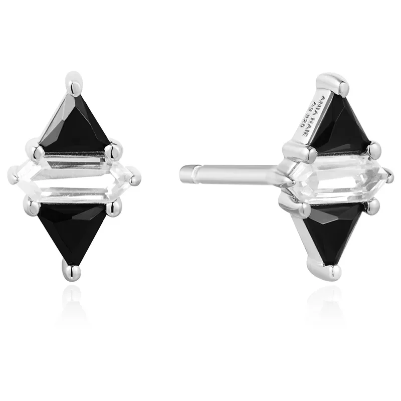 ANIA HAIE TRIANGLE BLACK/WHITE CUBIC ZIRCONIA  EARRINGS E059-07H