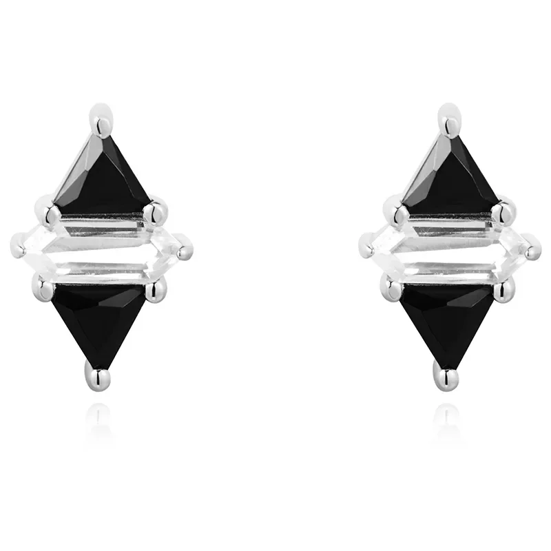 ANIA HAIE TRIANGLE BLACK/WHITE CUBIC ZIRCONIA  EARRINGS E059-07H