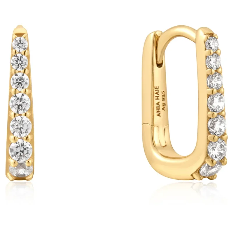 ANIA HAIE GOLD OVAL PAVE EARRINGS E059-10G