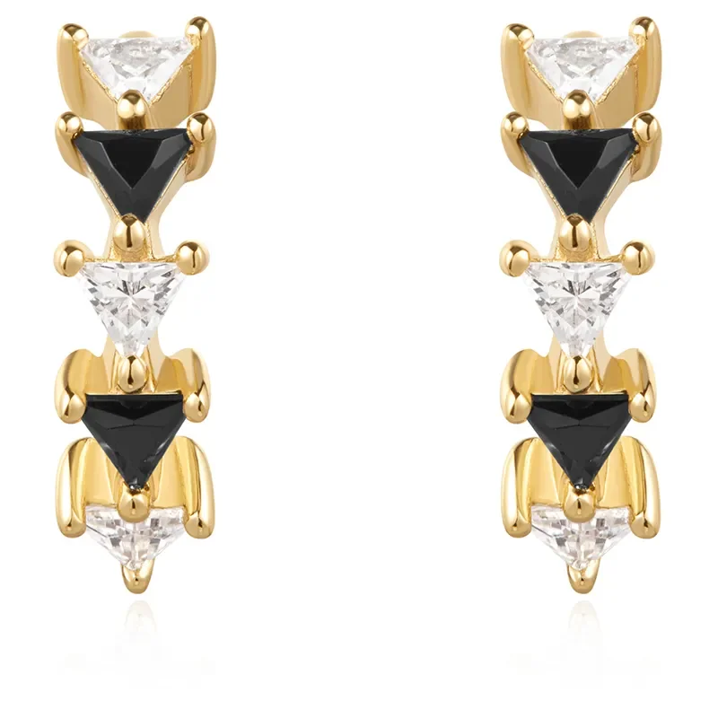 ANIA HAIE BLACK/WHITE TRIANGULAR CUBIC ZIRCONIA EARRINGS E059-13G