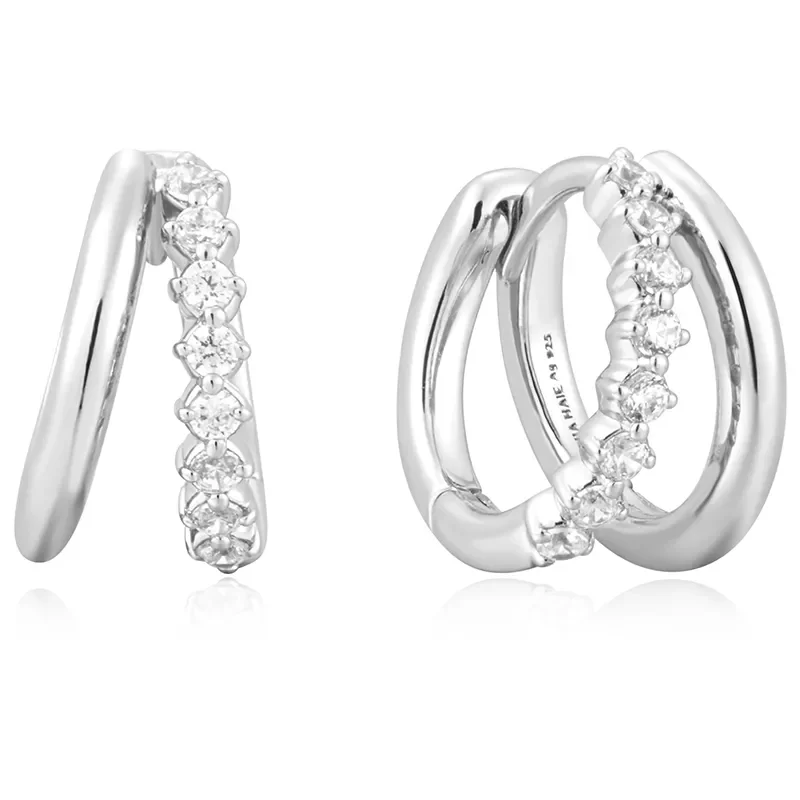 ANIA HAIE SILVER DOUBLE MIXED EARRINGS E059-15H