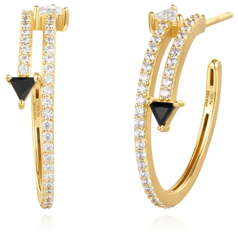 ANIA HAIE PAVE DOUBLE ARROW STUD HOOP EARRINGS E059-18G