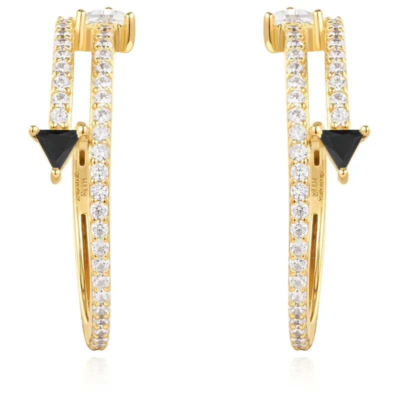 ANIA HAIE PAVE DOUBLE ARROW STUD HOOP EARRINGS E059-18G