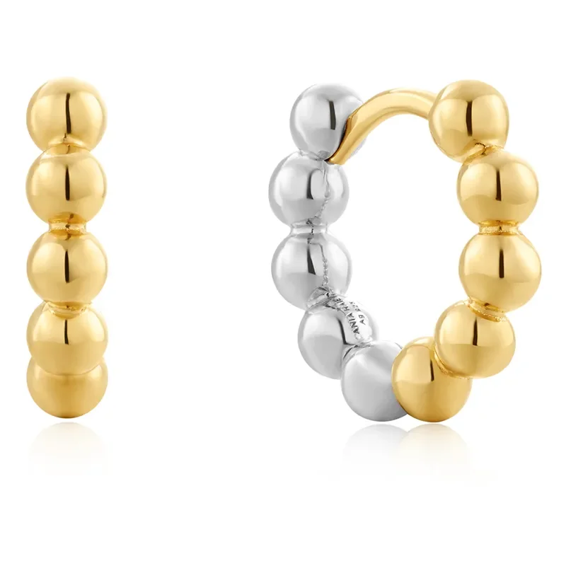 ANIA HAIE TWO TONE ROUND DOME HUGGIE EARRINGS E060-04T