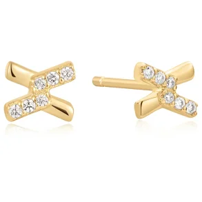 ANIA HAIE GOLD CROSS CUBIC ZIRCONIA STUD EARRINGS E061-01G