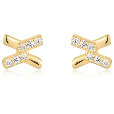 ANIA HAIE GOLD CROSS CUBIC ZIRCONIA STUD EARRINGS E061-01G