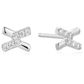 ANIA HAIE SILVER CROSS CUBIC ZIRCONIA STUD EARRINGS E061-01H