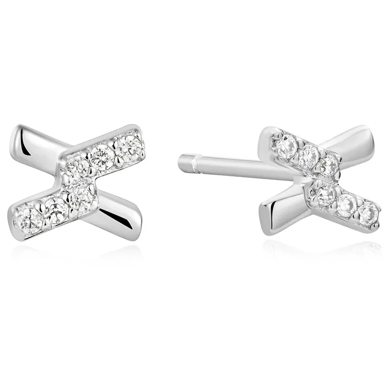 ANIA HAIE SILVER CROSS CUBIC ZIRCONIA STUD EARRINGS E061-01H