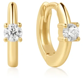 ANIA HAIE SOLITAIRE CUBIC ZIRCONIA MINI HOOP EARRINGS E061-03G