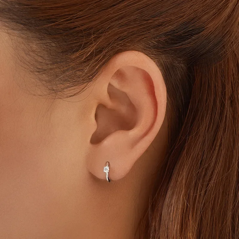 ANIA HAIE SOLITAIRE CUBIC ZIRCONIA MINI HOOP EARRINGS E061-03H