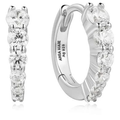 ANIA HAIE SILVER GRADIENT PAVE HOOP EARRINGS E061-06H