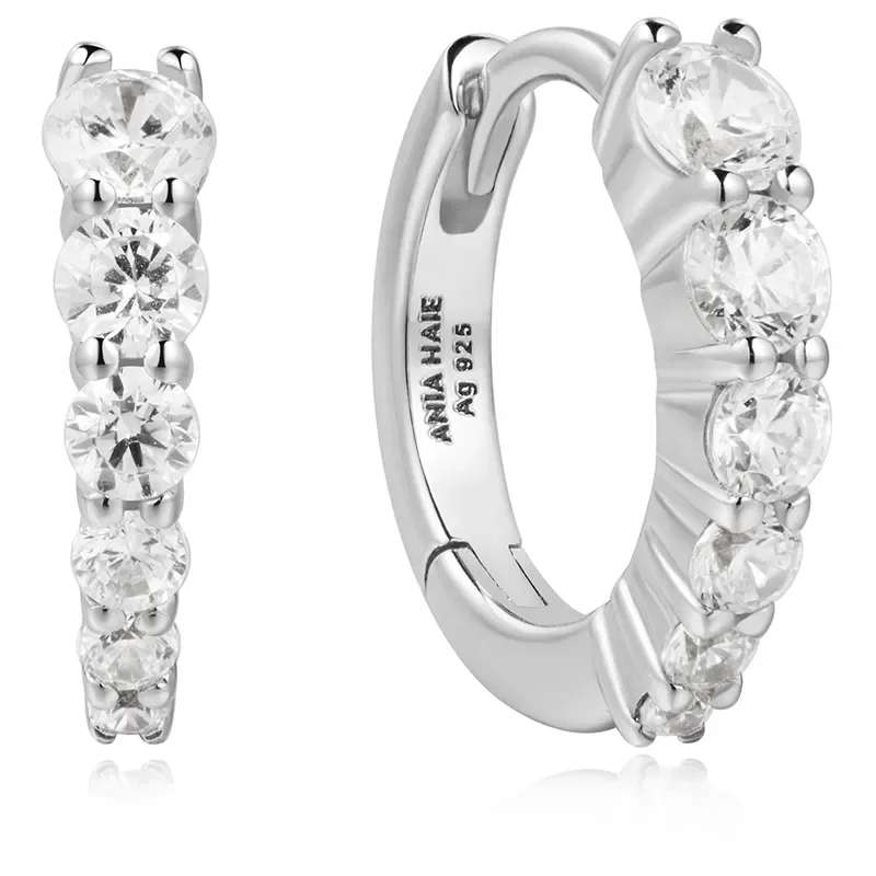 ANIA HAIE SILVER GRADIENT PAVE HOOP EARRINGS E061-06H