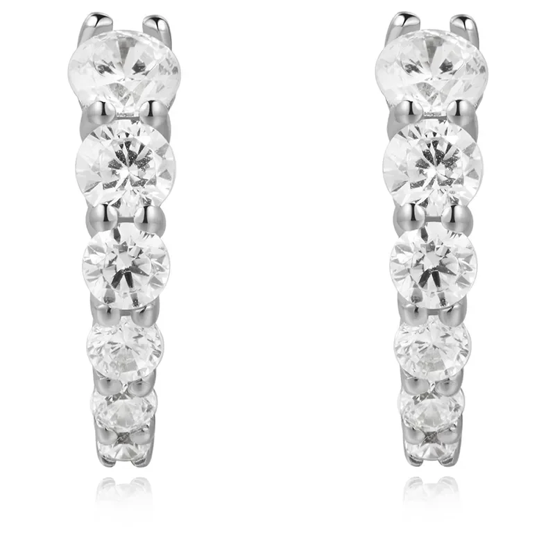 ANIA HAIE SILVER GRADIENT PAVE HOOP EARRINGS E061-06H