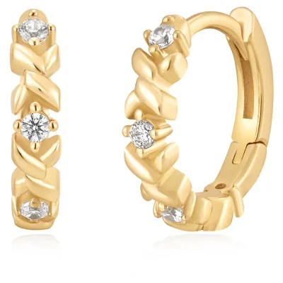 ANIA HAIE GOLD SPARKLE CROSS HOOP EARRINGS E061-07G