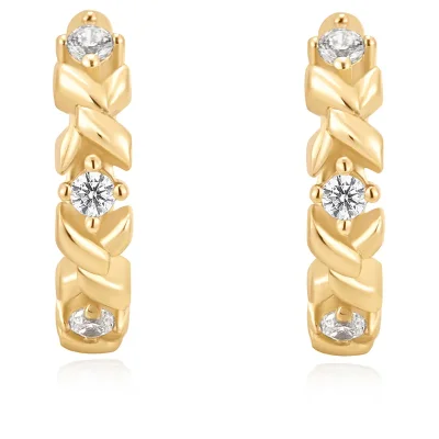 ANIA HAIE GOLD SPARKLE CROSS HOOP EARRINGS E061-07G