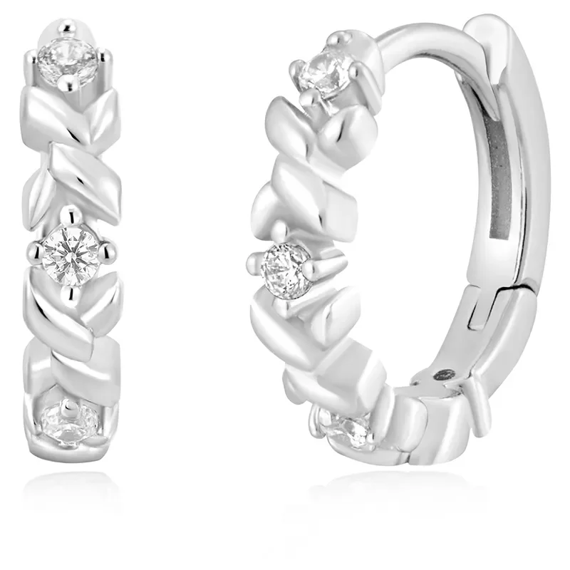 ANIA HAIE SILVER SPARKLE CROSS HOOP EARRINGS E061-07H