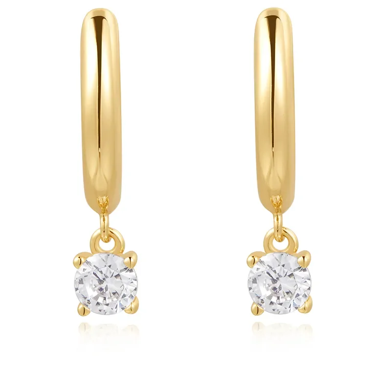 ANIA HAIE GOLD DROP SOLITAIRE HOOP EARRINGS E061-08G