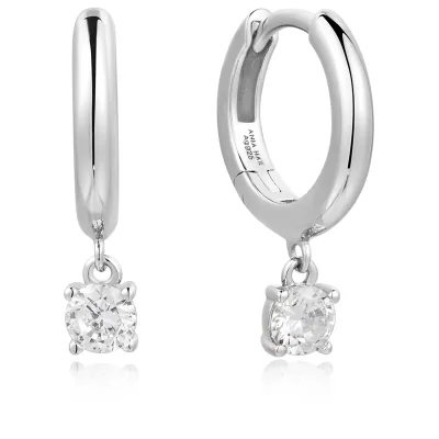 ANIA HAIE SILVER DROP SOLITAIRE HOOP EARRINGS E061-08H
