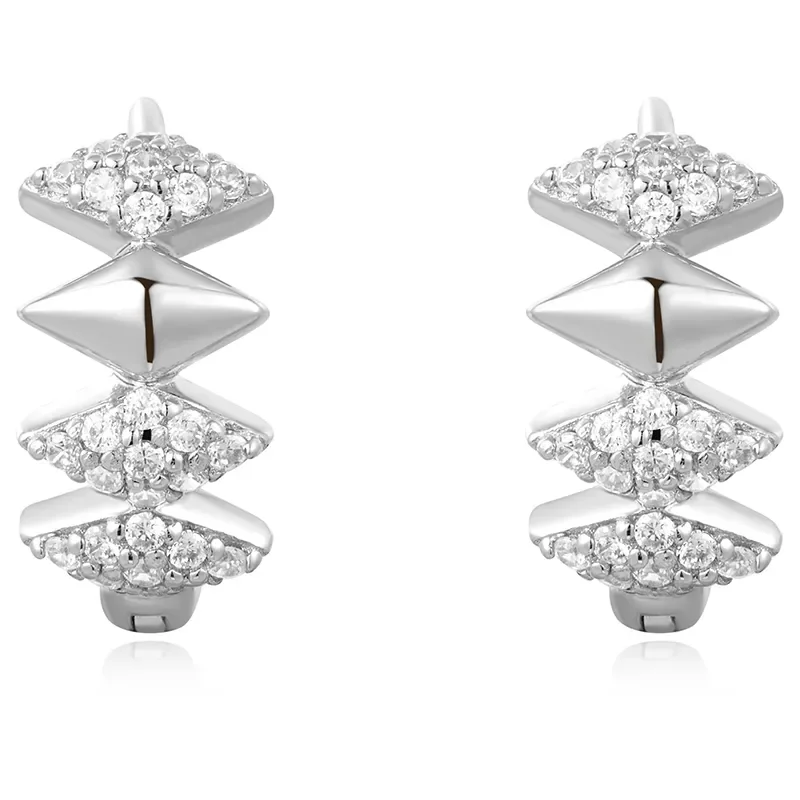 ANIA HAIE SILVER MULTI SPARKLE HOOP EARRINGS E061-09H