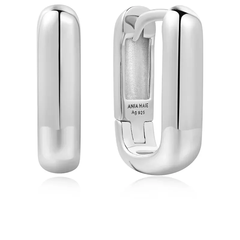 ANIA HAIE SILVER DOME OVAL HOOP EARRINGS E061-11H