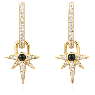 ANIA HAIE GOLD BLACK ONYX STAR DROP EARRINGS E061-12G