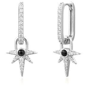 ANIA HAIE SILVER BLACK ONYX STAR DROP EARRINGS E061-12H