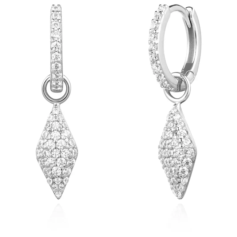 ANIA HAIE SILVER PAVE SPARKLE HOOP EARRINGS E061-13H