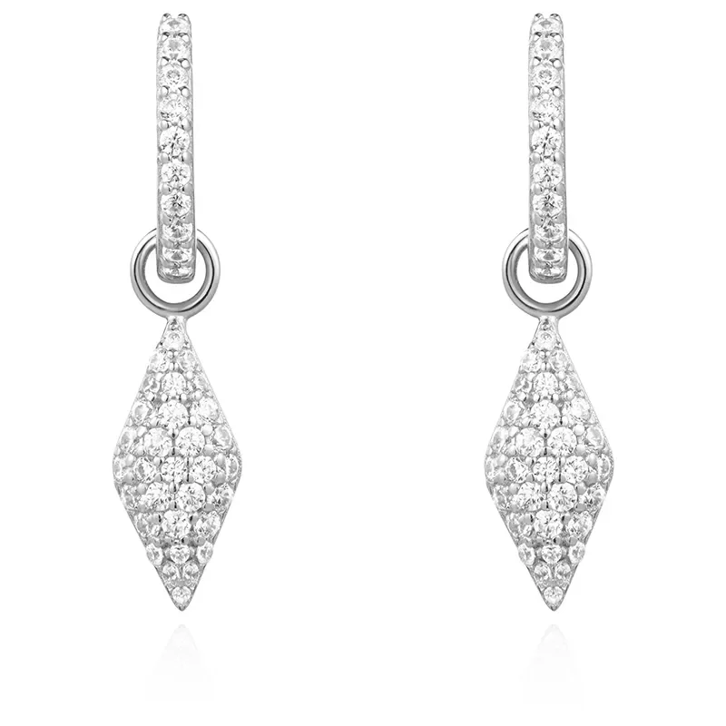 ANIA HAIE SILVER PAVE SPARKLE HOOP EARRINGS E061-13H