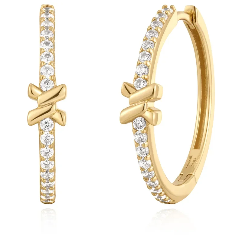 ANIA HAIE GOLD CROSS HOOP EARRINGS E061-14G