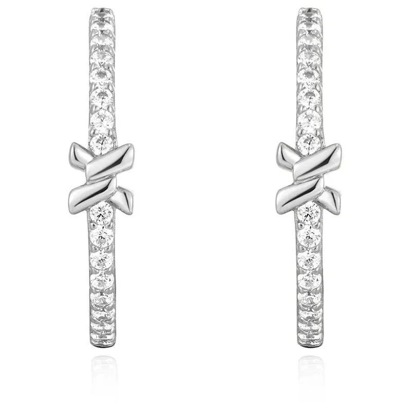 ANIA HAIE SILVER CROSS HOOP EARRINGS E061-14H