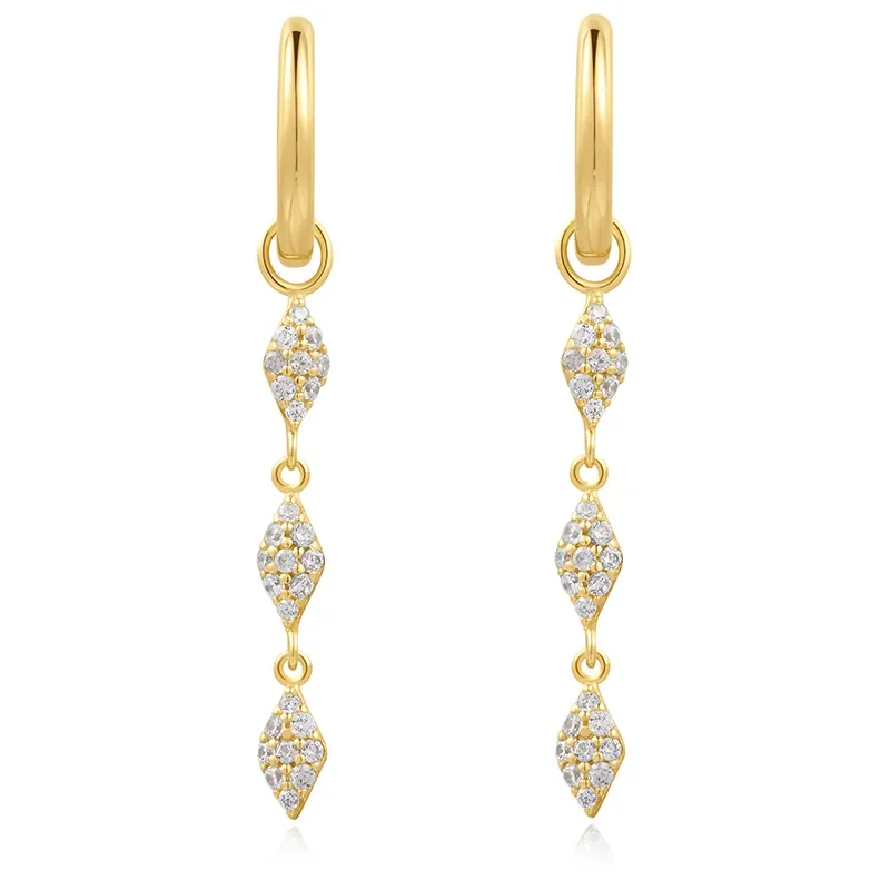 ANIA HAIE GOLD PAVE SPARKLE DROP HOOP EARRINGS E061-15G