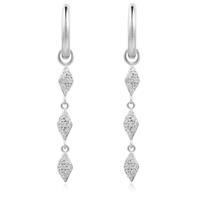 ANIA HAIE SILVER PAVE SPARKLE DROP HOOP EARRINGS E061-15H