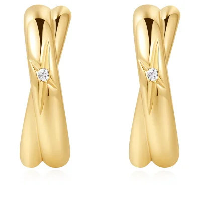 ANIA HAIE GOLD CROSS DUO HOOP EARRINGS E061-16G