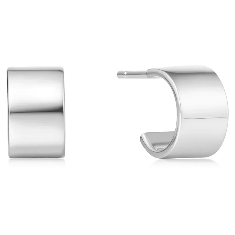 ANIA HAIE SILVER FLAT SMALL HOOP EARRINGS E062-02H