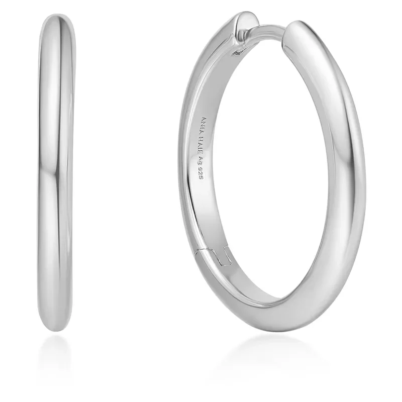 ANIA HAIE SILVER TUBE MEDIUM HOOP EARRINGS E062-03H