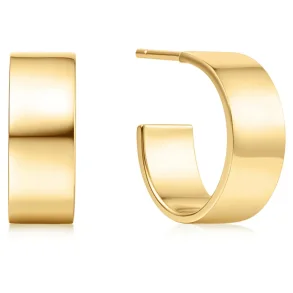 ANIA HAIE GOLD FLAT MEDIUM HOOP EARRINGS E062-04G