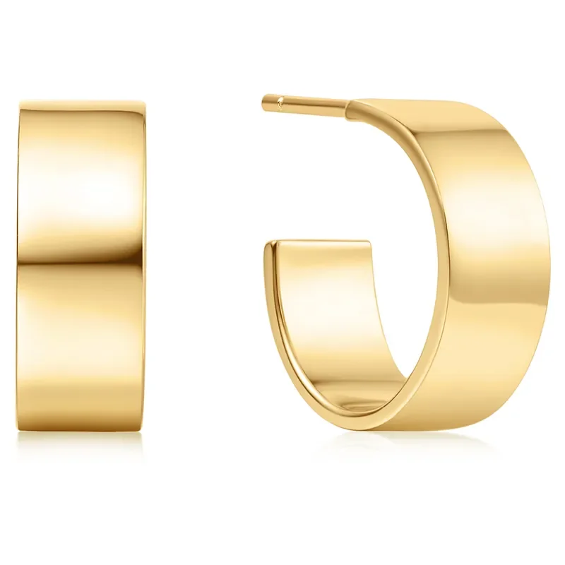ANIA HAIE GOLD FLAT MEDIUM HOOP EARRINGS E062-04G
