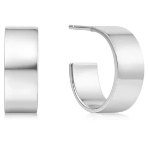 ANIA HAIE SILVER FLAT MEDIUM HOOP EARRINGS E062-04H