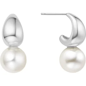 ANIA HAIE SILVER PEARL DOME HOOP EARRINGS E062-06H