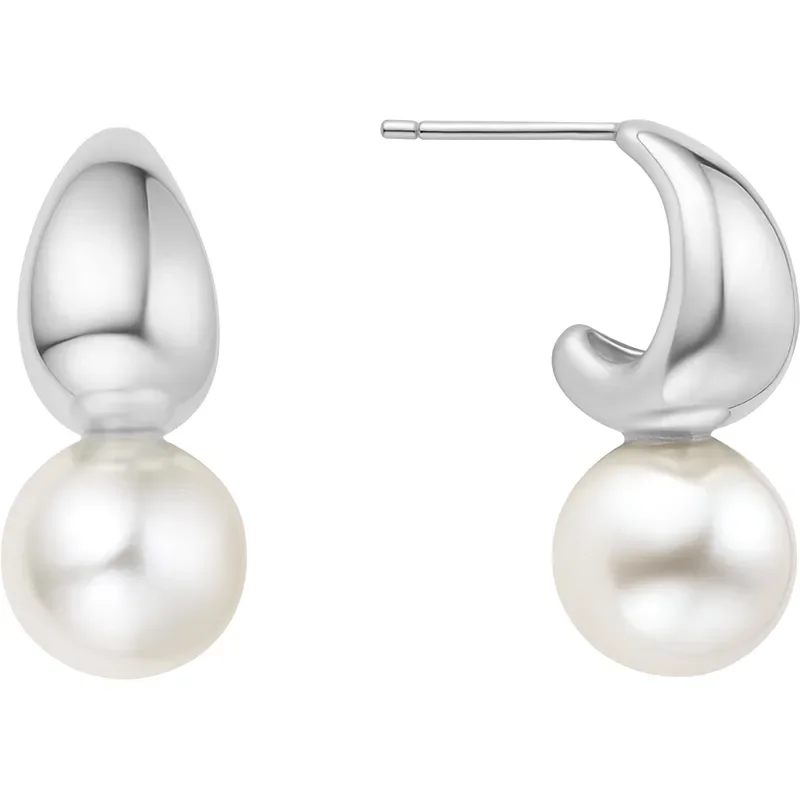 ANIA HAIE SILVER PEARL DOME HOOP EARRINGS E062-06H