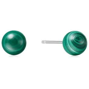 ANIA HAIE SILVER MALACHITE SPHERE STUD EARRINGS E063-02H