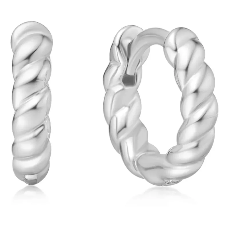 ANIA HAIE SILVER TEXTURE SMALL HOOP EARRINGS E063-03H