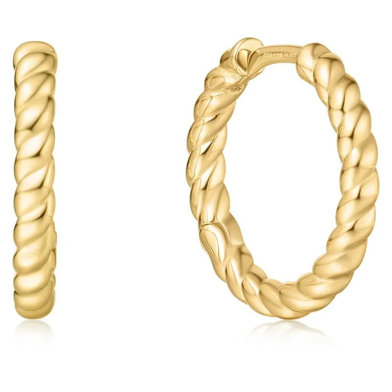 ANIA HAIE GOLD TEXTURE MEDIUM HOOP EARRINGS E063-05G